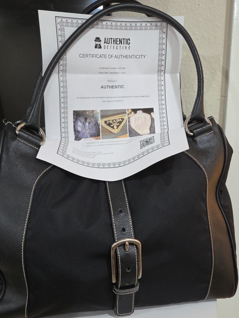 Prada Archive Y2k Black Women’s Leather Trim Satchel Handbag